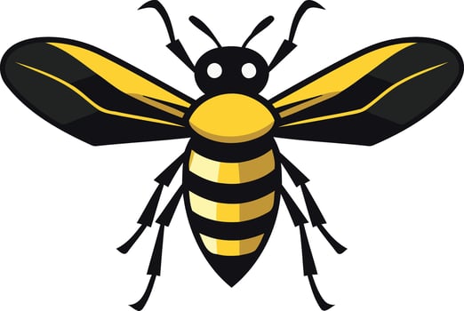 A cartoon bee with black and yellow stripes vector