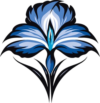 A stylized blue iris flower design, perfect for branding, tattoos, or decorative purposes vector