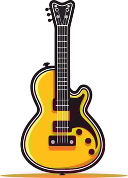 A simple, bold illustration of a yellow electric guitar, perfect for music-related designs, websites, and social media posts vector