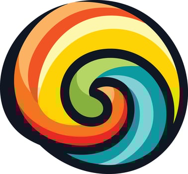 A vibrant, abstract logo design featuring a swirling pattern in a rainbow of colors vector