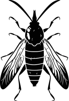 A striking black and white illustration of a fly, perfect for creating a bold and graphic tattoo design vector