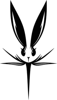A unique and stylized black and white rabbit logo design vector