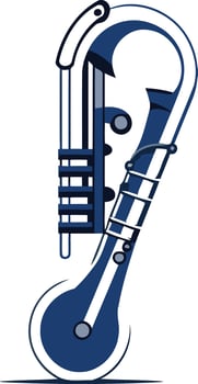 Abstract design of a musical instrument, resembling a saxophone, with a unique, stylized design vector