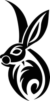 Tribal tattoo design of a rabbit in black and white vector