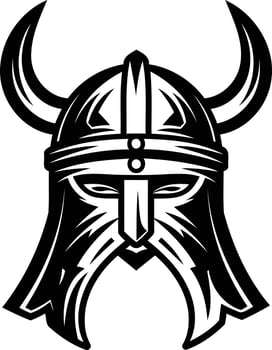 A bold, black and white element illustration of a viking helmet, perfect for branding, logos, and graphic design projects vector
