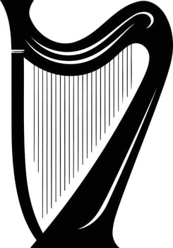 A simple yet elegant silhouette of a harp, perfect for musical themes, logos, or designs vector