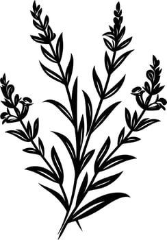 Elegant silhouette of lavender flowers, perfect for creating botanical designs, invitations, or adding a touch of nature to your projects vector
