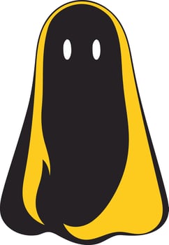 A friendly cartoon ghost with a yellow border, perfect for halloween decorations, kids' projects, or spooky themed designs vector