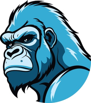 A fierce and powerful blue gorilla head, ideal for sports teams, gaming brands, and any design needing a bold and impactful mascot vector