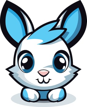 A cartoon bunny with blue eyes and big ears vector