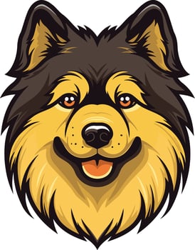 A friendly and adorable cartoon illustration of a finnish lapphund dog's face, perfect for branding, pet-related projects, or dog-themed designs vector