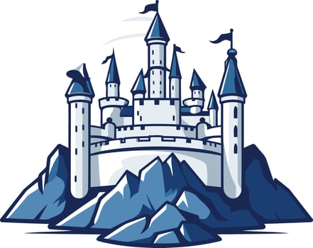 A castle on top of a mountain with blue sky vector