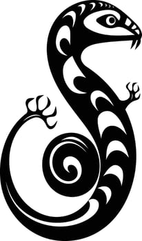 Stylized black and white illustration of a lizard, perfect for tattoo design, nature-themed projects, and animal-inspired artwork vector