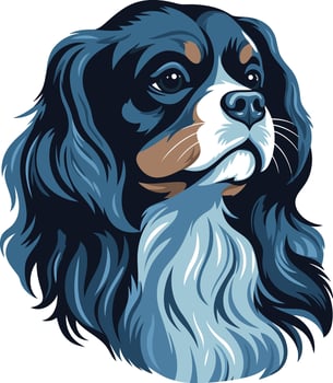 A charming and expressive portrait of a cavalier king charles spaniel, perfect for pet lovers, dog breeders, and animal-themed designs vector