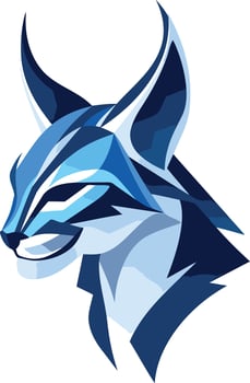 A bold and stylized blue lynx head logo design, perfect for businesses seeking a strong, powerful, and unique brand identity vector