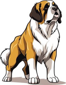 A friendly cartoon saint bernard dog, standing proudly vector
