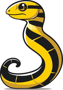 A cartoon snake with black and yellow stripes vector