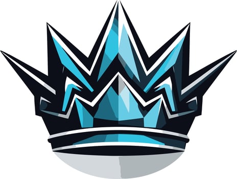 A bold and modern blue crown logo, perfect for gaming, esports, and technology brands seeking a powerful and unique visual identity vector