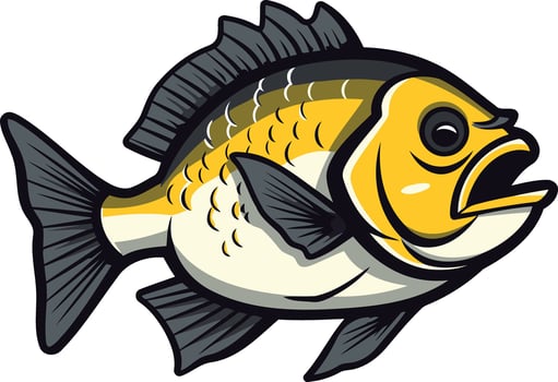 A yellow and black fish with a big mouth vector