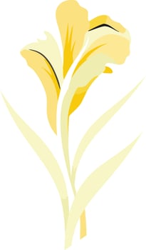 A simple, elegant illustration of a yellow iris flower, perfect for floral designs, branding, or adding a touch of nature to your project vector