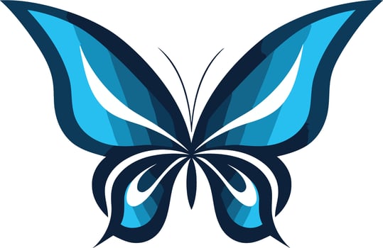 A stylized blue butterfly logo, perfect for beauty, fashion, and nature inspired brands vector