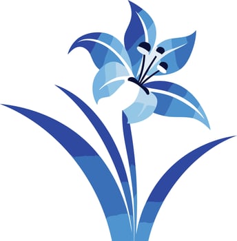 A stylized blue lily flower with geometric patterns vector
