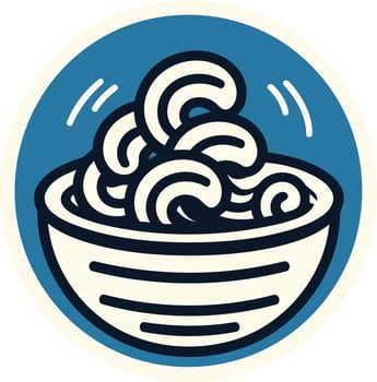 A simple, stylized illustration of a bowl of pasta, perfect for use in menus, food blogs, and social media vector