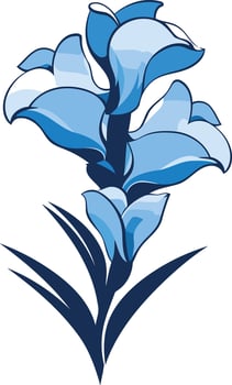 A stylized blue flower with delicate petals and a long stem vector