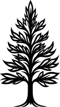 Simple, elegant black and white illustration of a stylized tree, perfect for branding, tattoo designs, or minimalist art vector