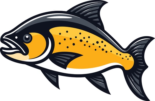 A cartoon illustration of a large, orange fish with black spots vector