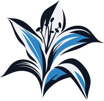 Stylish blue and black lily flower logo design vector