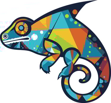 A vibrant, geometric chameleon design perfect for branding, apparel, or as a unique graphic element vector