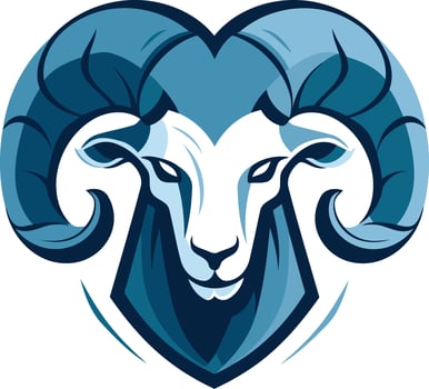 A stylized ram's head with horns forming a heart shape, ideal for logos, branding, and designs focused on strength, power, and passion vector