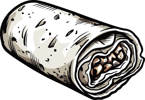 Cartoon Illustration of a Rolled Up Burrito vector