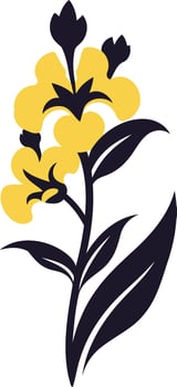 Elegant floral illustration with yellow blossoms and black stems and leaves vector