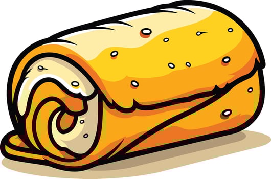 A cartoon roll of food with a yellow and orange color vector