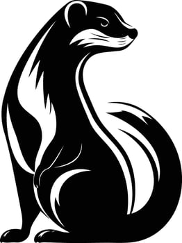 A bold and striking black and white silhouette of a weasel vector