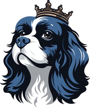 Adorable cavalier king charles spaniel with a crown, perfect for pet lovers, dog owners, and royalty themed designs vector