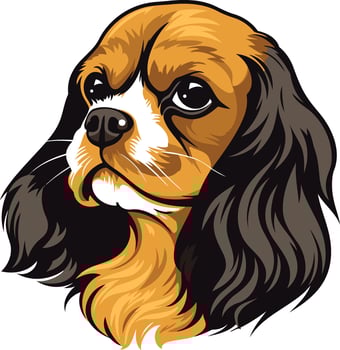 A charming and expressive illustration of a cavalier king charles spaniel, perfect for pet lovers, dog breeders, and anyone who appreciates adorable canine portraits vector