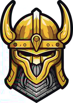Fierce viking warrior helmet logo design vector