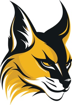 A bold and powerful logo featuring a stylized lynx head in black and gold vector