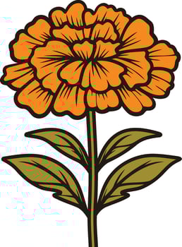 A vibrant orange marigold flower with green leaves, perfect for adding a touch of nature and festivity to your designs vector