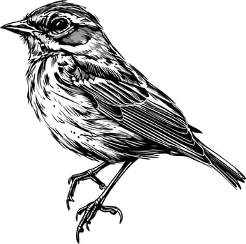 Black and White Illustration of a Perched Bird vector