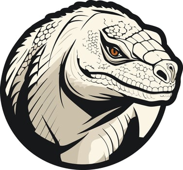 A fierce and powerful komodo dragon head illustration, perfect for logos, branding, and mascot designs vector