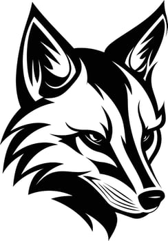 Black and white tattoo style fox head vector