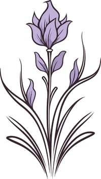 Purple Flower with Black Stems on a White Background vector