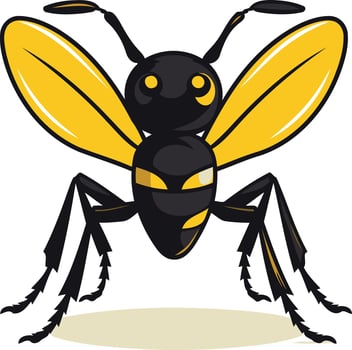 A cartoon wasp with yellow and black wings vector