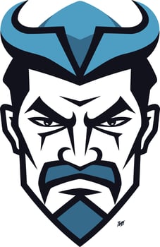 Blue and Black Illustrated Portrait of a Man with Horns vector