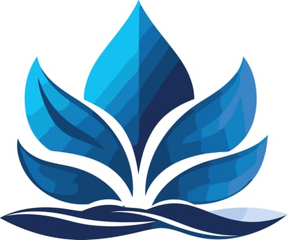 Blue Lotus Flower with Water Wave vector