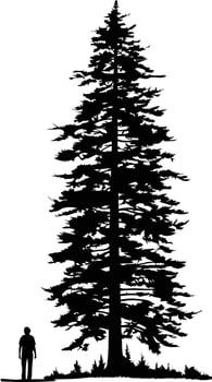 A majestic silhouette of a towering pine tree, emphasizing its height and grandeur vector